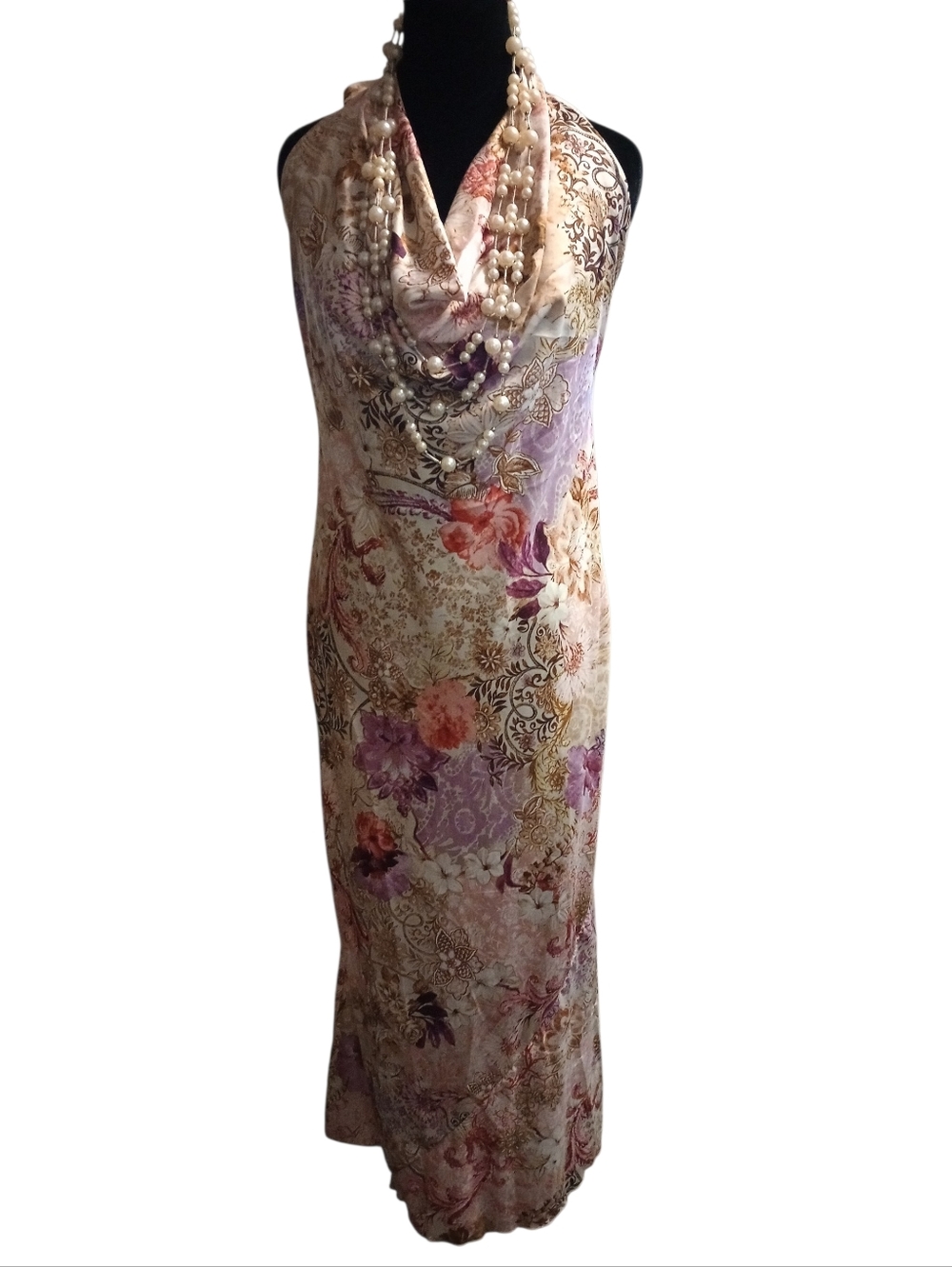 See You Monday Floral Cowl Neck Maxi Dress in Lavender and Peach, Pretty! NWT